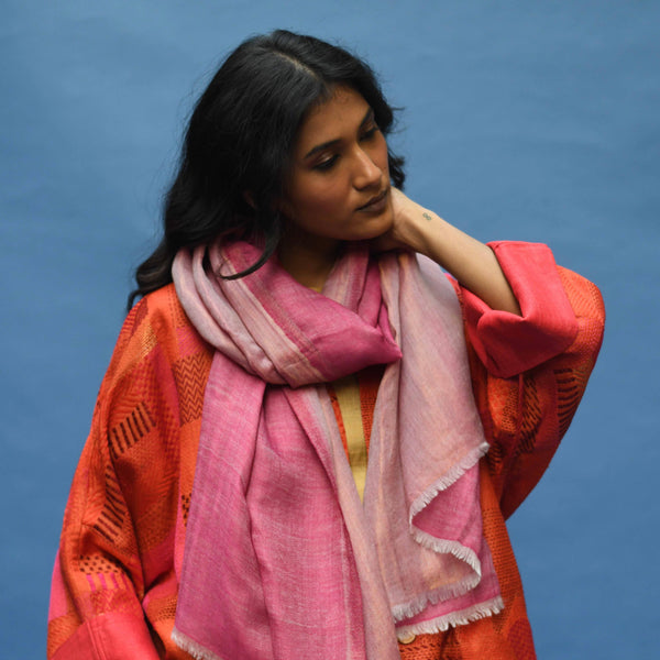Jasmine- Super soft  Reversible  Wool /Silk Shawl with Zari