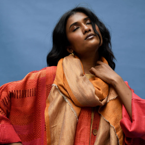 Jasmine- Super soft  Reversible  Wool /Silk Shawl with Zari