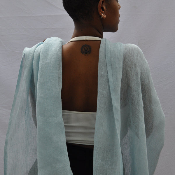 Blue linen shawl called Telba