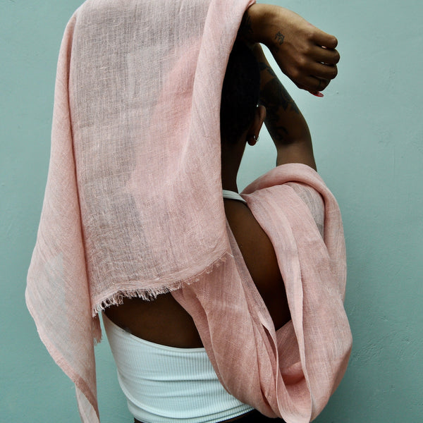 Pink linen shawl called Telba