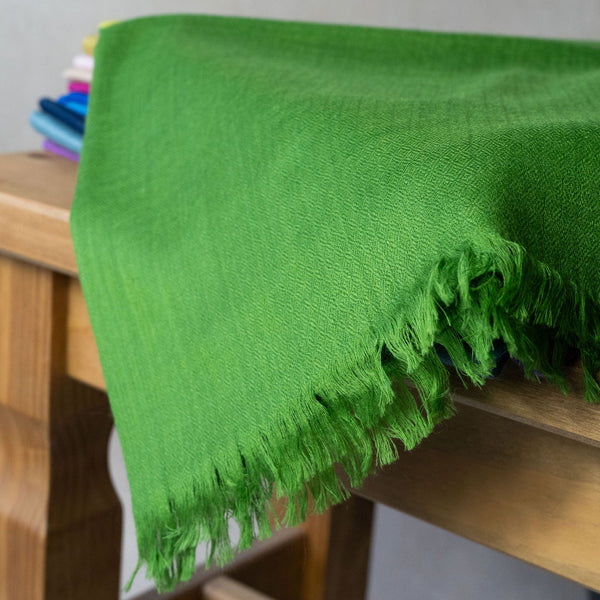 Kashmir Loom - Silk / Wool Shawl made in Kashmir in a forest green