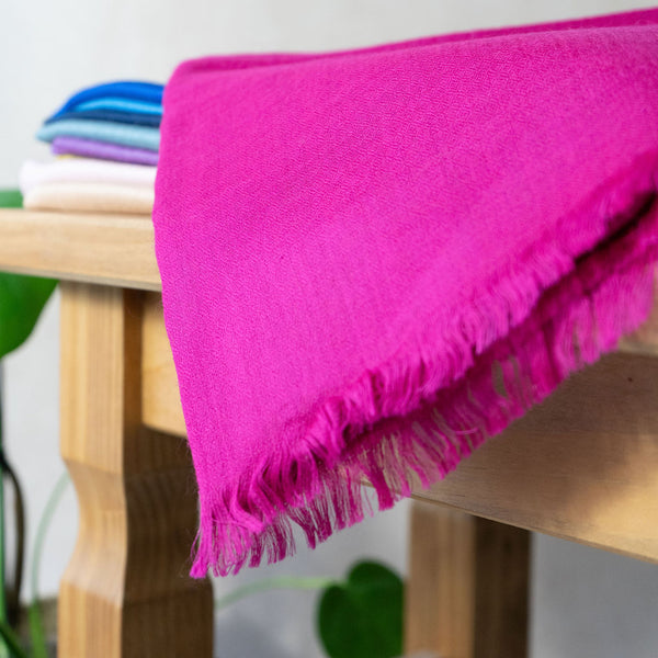 Kashmir Loom - Silk / Wool Shawl made in Kashmir in a dark pink